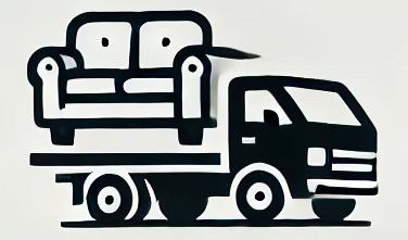 Vyklízecí vůz s nábytkem na plošině, odvoz starého nábytku.